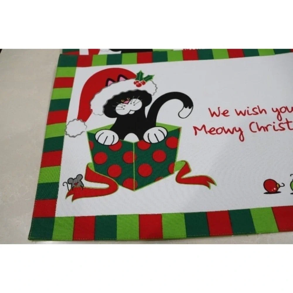 Christmas Cat Table and Kitchen Linens Ornaments 22 Pieces